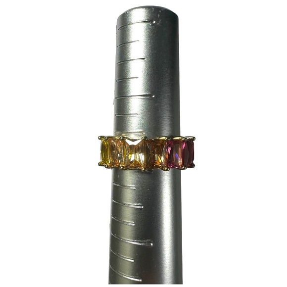 GM CN 925 Sterling Silver 6 mm Rainbow CZs Eternity Ring Size 6 Gay Pride 6g New - Picture 7 of 16